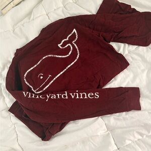 Vineyard Vines Burgundy Long Sleeve with White Logo